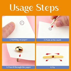 600 PCS 0.3 x 0.6 Inch Brads Round Head Paper Fasteners Metal Brass Fasteners…