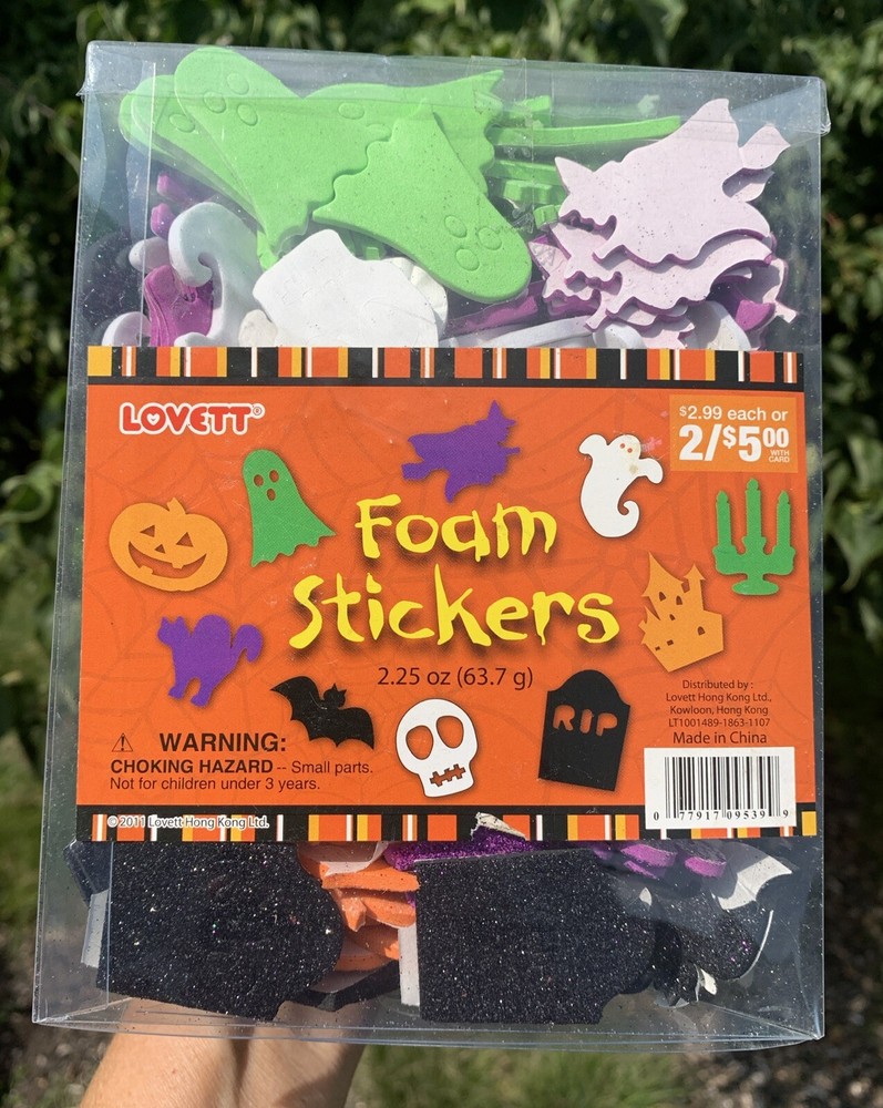 Halloween Foam Craft Stickers 100+Total-Bats/Pumpkins/Skeletons/Bat/Witches Hats