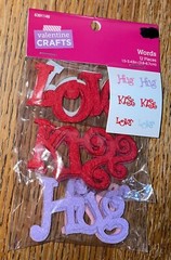 Brother Sister Design Studio Valentine Craft Word Glitter Kiss Hugs Love Sticker