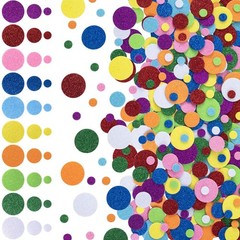 480Pcs round Foam Stickers, Self-Adhesive Glitter round Dot Decals, Colorful Wal