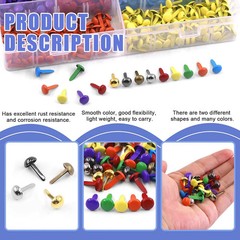 Glarks 1000Pcs 10 Colors Paper Fasteners Brads Metal Mini Brads Assortment Kit 4