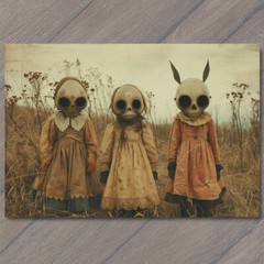 STICKER Weird Creepy Vibe Kids Girls Masks Halloween Unusual Strange Field Cul