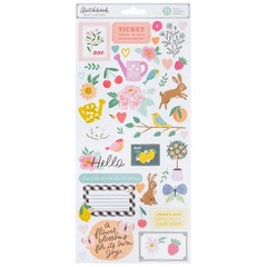Bea Valint SKETCHBOOK ICONS & PHRASES (2) Cardstock Sticker Sheets scrapbooking