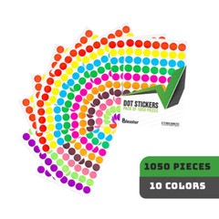 Blesstur 1050 PCS Dot Stickers- Circle Stickers, 10 Color Style Colorful Round