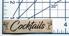 Cocktails Martini Bar Sign Retro Script Drink Liquor Paper Sticker Decal