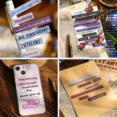 2438 Bronzing English Motivational Phrase Stickers, 40 Sheets for Journal Quote