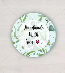 60 HANDMADE WITH LOVE LABEL STICKERS 1.5″ ROUND CIRCLE ENVELOPE SEALS