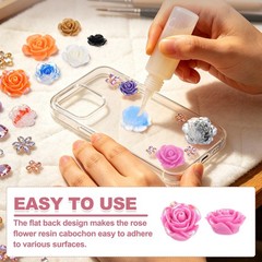 20mm Resin Rose Flatback Charm, 40Pcs Cabochon Embellishment, Shiny Light Purple