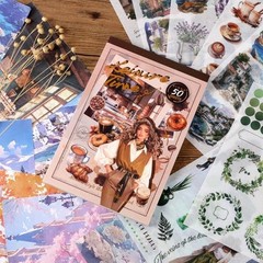 Scrapbook Stickers Book – 400 Aesthetic Pre-Cut People & Washi Stickers Beige
