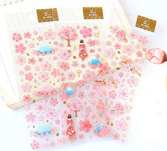 Sakura Scrapbooking Stickers,Japanese Style Self-Adhensive DIY Decorative Cherry