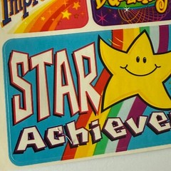 Vintage 16 Merit Stickers Bright emotion Smiley Happy Face Star Smile Faces vtg