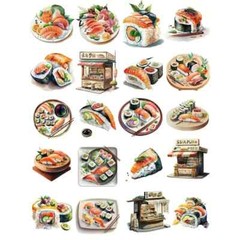 Japanese Sushi Food Shops Journal Planner Scrapbooking Stickers Craft