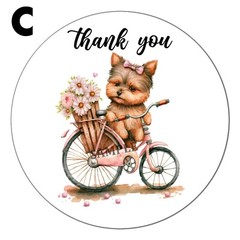 Dog on a bike Thank You Stickers envelope seals, package adhesives