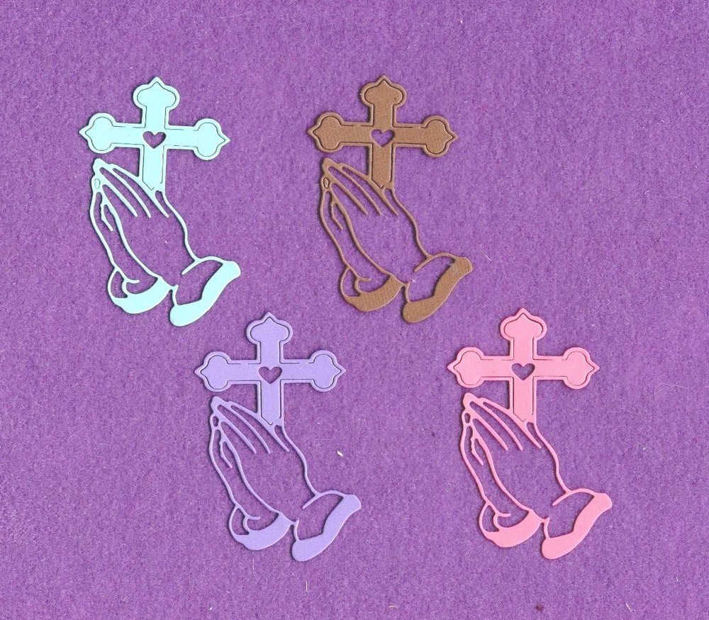 PRAYING HANDS WITH CROSS die cuts scrapbook cards