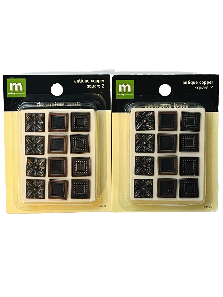 Making Memories Antique Copper Square 2 Decorative Brads 12 Pk Lot Of 2 New