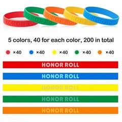 200 Pcs Honor Roll Rubber Wristbands Celebration Items Bulk Certificates Colo…