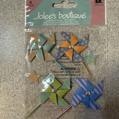 Jolee’s Boutique EK Success Dimensional Stickers “ PINWHEELS “ NIP ~ 6 Pcs