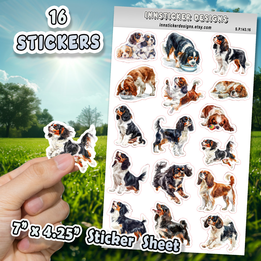 English Toy Spaniel Dog Stickers Journals, Scrapbooks, Planners, Glossy, Matte