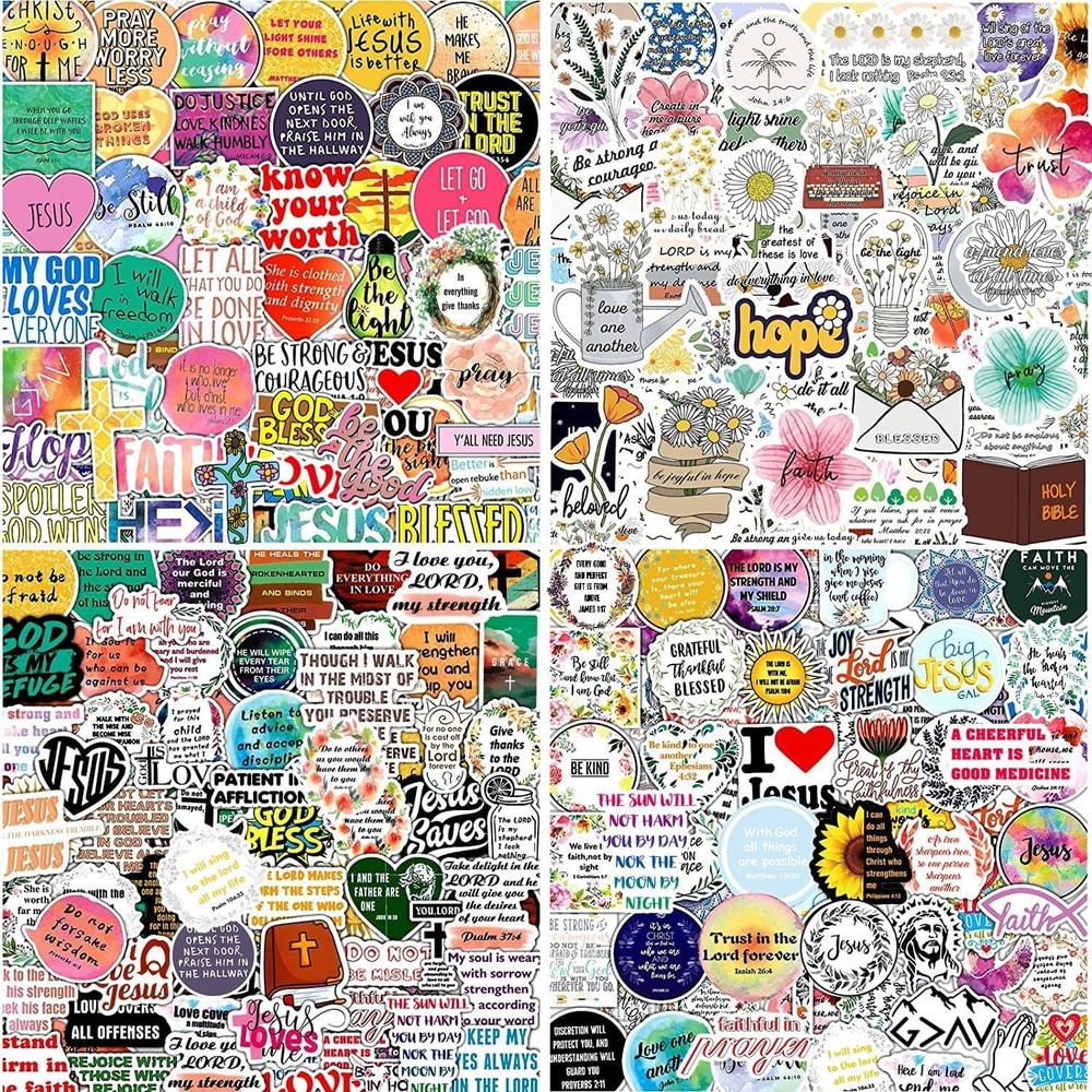 220Pcs Christian Bible Verse Stickers Waterproof for Water Bottles Laptop DIY