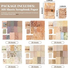 168Pcs Scrapbook Supplies Kit Textured Paper, Rice Paper For Scrapbooking Paper,