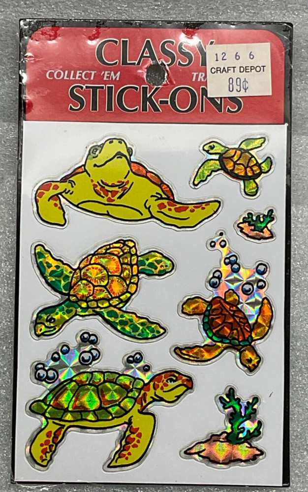Vtg Classy Foil Stick-Ons Stickers Prizm Stickerz Turtles Exc Condition NOS NIP