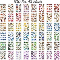 Butterfly Stickers(635 Pcs, 48 Sheets), Flower Stickers for Scrapbooking, Journa