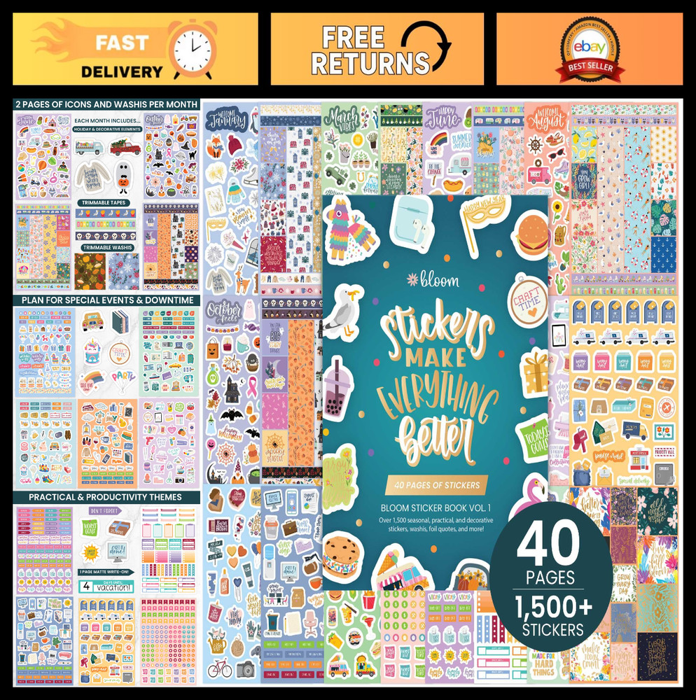 Ultimate 1500+ Sticker Pack for Planners – 40 Pages, 6” x 9”, Seasonal & Holiday