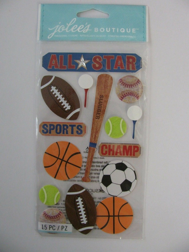 Jolee’s ALL STARS Dimensional Stickers Sports 15 Pieces NIP
