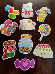 STICKERS x 10 Sweets Ice Cream Candy Cupcake Gummies Lollipop Pavlova 23V5