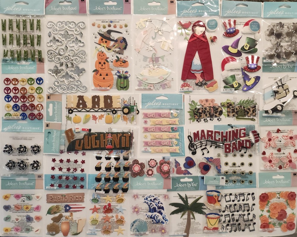 JOLEE’S BOUTIQUE Lot of 29 Dimensional Scrapbooking Stickers Assorted
