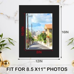 15 PCS 12×16 Inch Black Picture Mats Fits 8.5×11 Inch Photo Bevel Cut Core