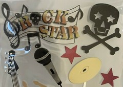 Rock Star Musician 3D Stickers 10 Pieces Guitar Drums Black Skull Microphone
