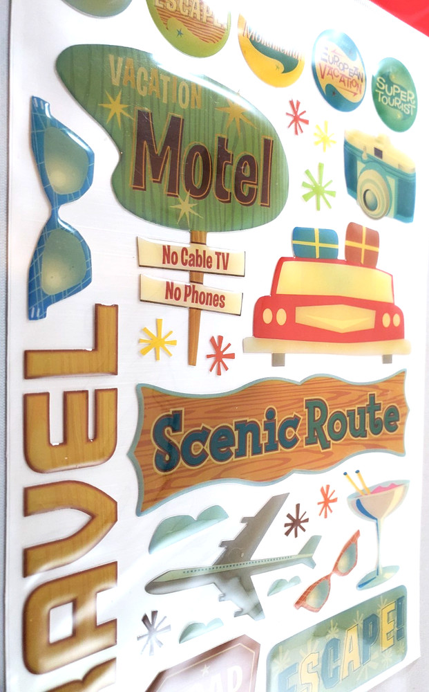 Creative Imaginations Retro Road Trip Epoxy Stickers Motel Scenic Route 66 Rare