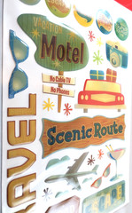 Creative Imaginations Retro Road Trip Epoxy Stickers Motel Scenic Route 66 Rare