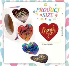 100 Valentines ASSORTED 1″ ENVELOPE STICKERS LABELS SEALS Thank You Heart