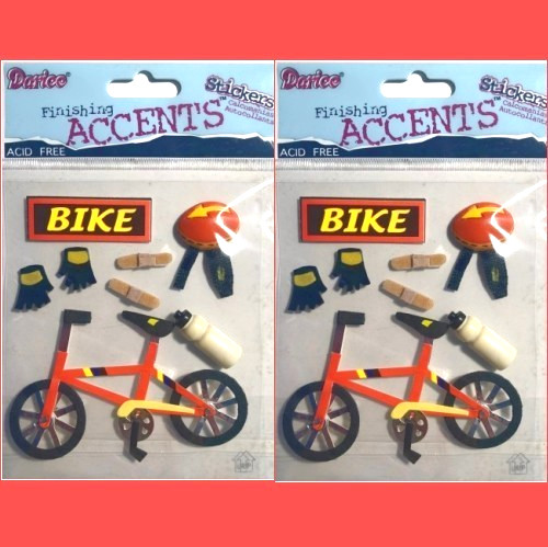 2 SETS DARICE FINISHING ACCENTS BIKE RIDING 3DIMENSIONAL STICKERS CHILDREN BIKER