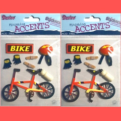 2 SETS DARICE FINISHING ACCENTS BIKE RIDING 3DIMENSIONAL STICKERS CHILDREN BIKER
