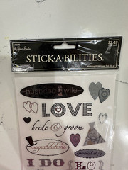 the Paper Studio Stick-A-Bilities Wedding B&W Silver Foil, 30 PC Scrapbooking