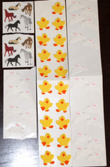Vintage Fuzzy Sandylion Horses Bunnies Baby Chickens 52 Total Stickers Animals