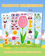 Spring Make-a-Face Stickers for Kids 48 Sheets Mix ‘n Match Cute Spring Craft…