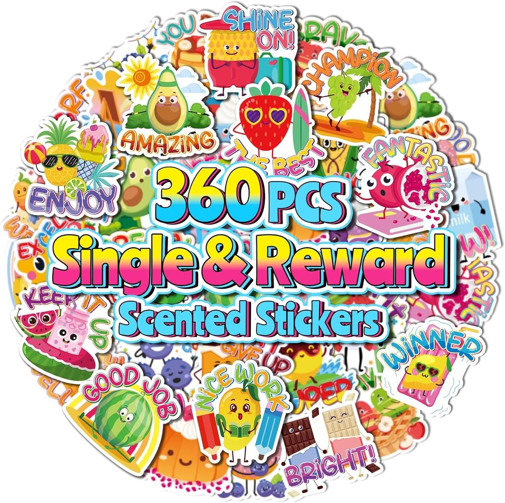 360PCS Scratch and Sniff Stickers, Large Scented Stickers for Kids & Teachers…