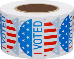 Hybsk I Voted with Red, White, and Blue Circle Stickers 1.5 Inch round 500 Label