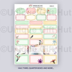 Planner Sticker Kit Watercolor HummingBird Sticker for standard weekly planner
