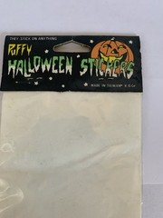 Vtg Halloween Puffy Stickers Taiwan Lot of 3 Owl Pumpkin Ghost Skeleton NOS