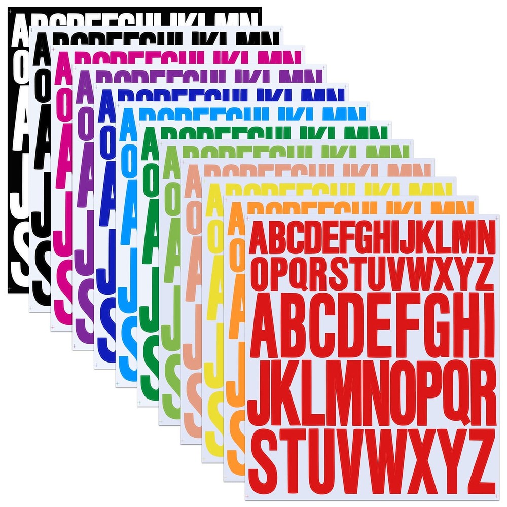 Aesthetic Letter Stickers, 12 Sheets Waterproof Vinyl, Alphabet
