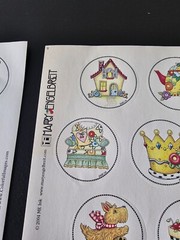 Mary Engelbreit 48 Colorful Stickers Round Seals 6 Designs 1.5″ Teapot Dog House