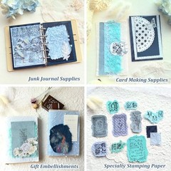 Blue A5 Craft A5 Textured Scrapbook Paper & Mesh Fabric Set – Handmade Craft