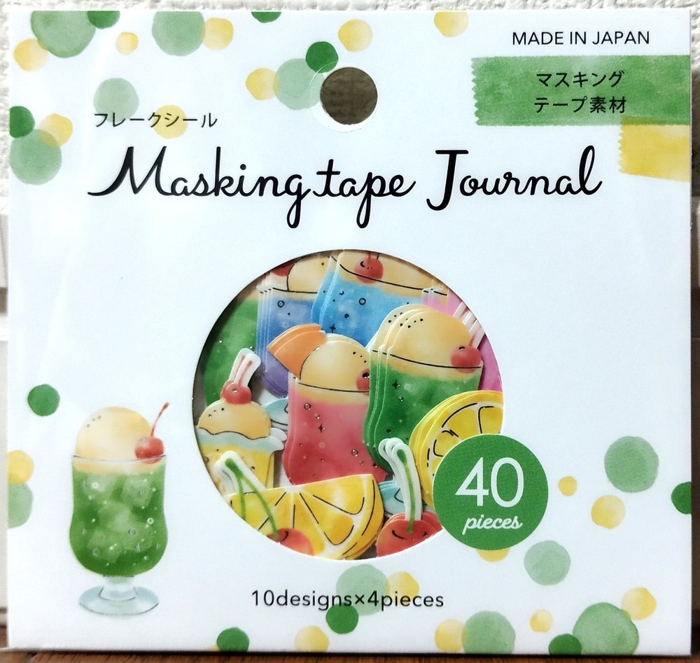 GAIA Masking tape Journal Flake Sticker 40 Summer Drink Soda Float MADE IN JAPAN