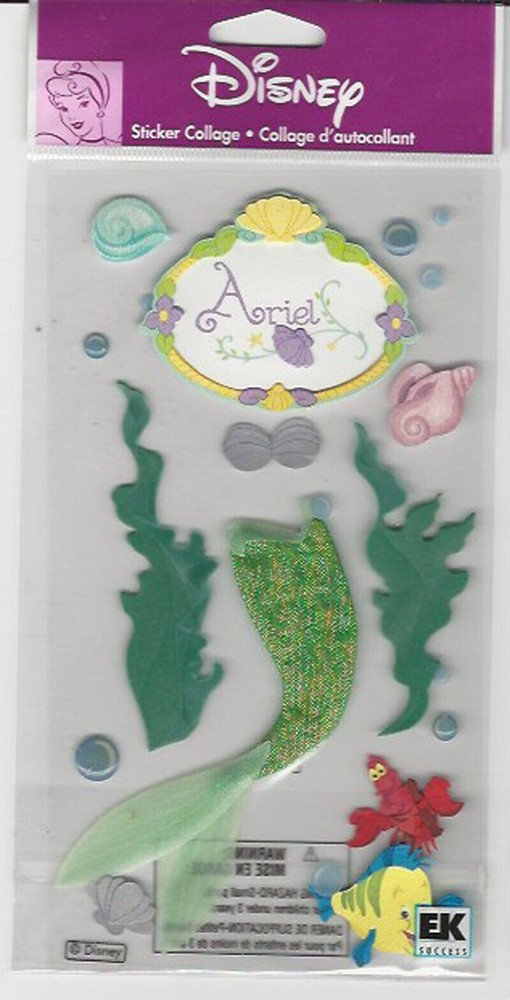 Disney PRINCESS ARIEL COSTUME DRESS 3D Stickers little mermaid