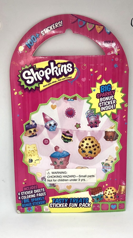 Shopkins Tasty Treats Variety Sticker Fun Pack 100+ Stickers & Coloring Pages